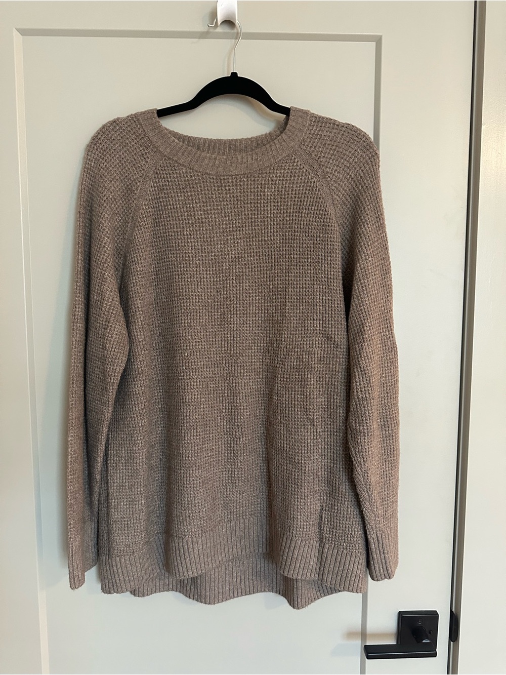 Old Navy Taupe Crewneck Waffle-Knit Sweater